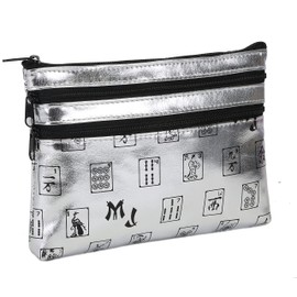 Mah Jongg Direct Silver Pattern 3-Zipper Purse, Holds 2024 Card, Easy to Clean, Designer Style