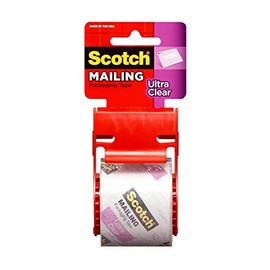 Scotch Ultra Clear Mailing Packaging Tape, 1 Roll with Dispenser, 1.88 in. x 22.2 Yards., 1.5" Core, Clear (141)