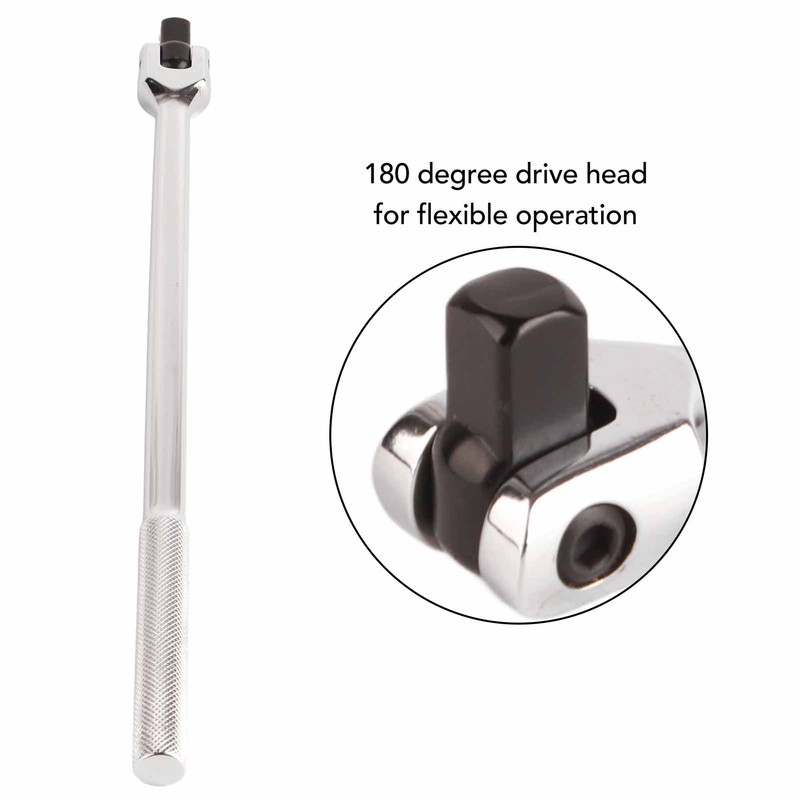 15in 1/2in Drive Breaker Bar Chrome Vanadium Steel 180 Degree