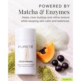 Pureté Greenwash Limpiador Facial Exfoliante Enzimático En Polvo Con Matcha Ecocert Suave Limpiador Facial Espumoso Que No Irrita Los Ojos Para Una Piel Suave Y Purificada Textura Cremosa, No Ab