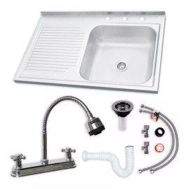 Meer Faucets By Cnx Cnx - Kit Completo De Fregadero Para Sobreponer Y Mezcladora