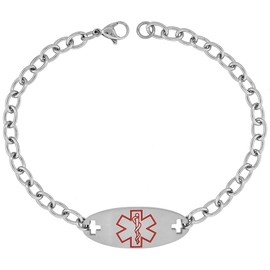 Surgical Steel Medical Alert Bracelet for Blood THINNER ID 9/16 inch Wide, 9 inch Long