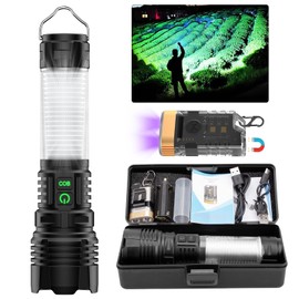 Flashlights High Lumens Rechargeable-100,000LM Super Bright Tactical LED Flashlight,Powerful USB C Flash Light with 360°COB, Long Beam 3280Ft,7 Modes for Emergency,Gift-365nm UV Light