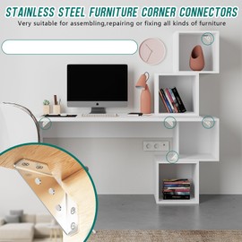 Angle Connector, Angle Metal, Triangle Support Made of Stainless Steel, Furniture Connector, Flat Connector, Stainless Steel, Furniture Construction Corner Connector, for Reinforcing Repair of