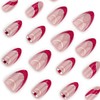 24 Pcs French Tip Press on Nails Short Almond Fake