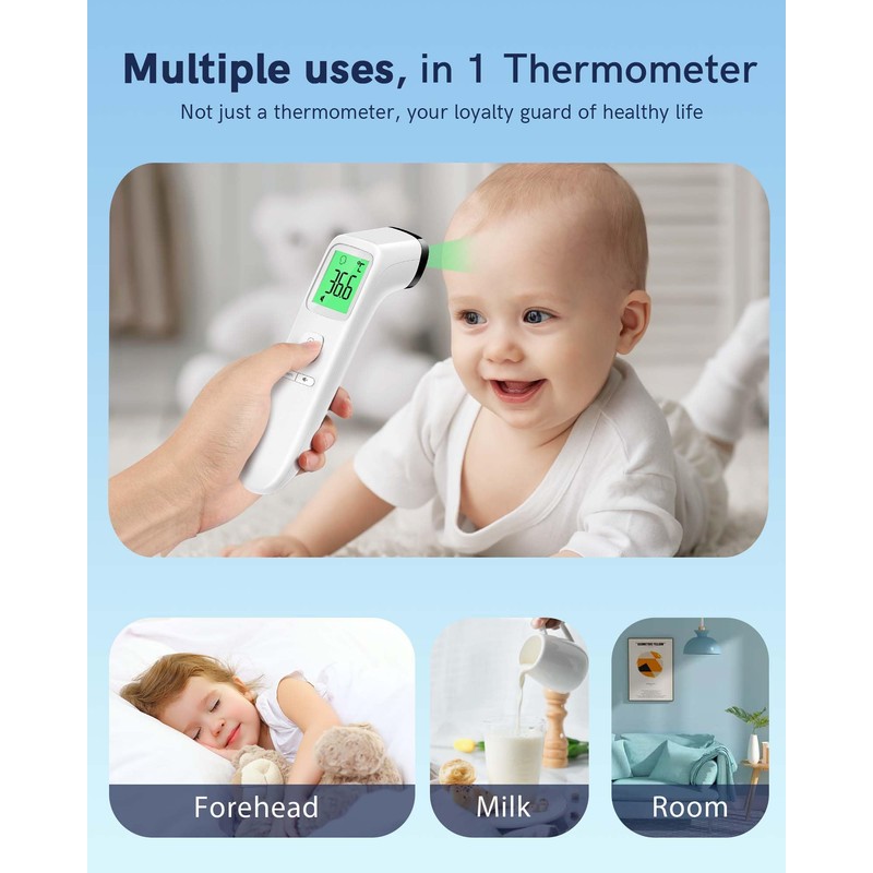 No-Touch Forehead Thermometer for Adults, Infrared Digital Thermometer for Kids,