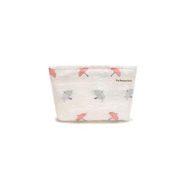 The Summer Swan | Large Aesthetic Floral Mid-day Clutch Period Kit Hygiene Skincare Cute Makeup Bag (Umbrella White)