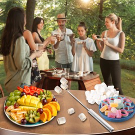 Smores Marshmallow Roasting Stick sausage Fork Extendable 32inch Marshmallow & Sausage Stick, Automatic Rotation, AA Battery-Powered, Robust Stainless Steel, Easy-Clean Aluminum