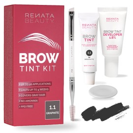 RB RENATA BEAUTY Eyebrow Colour Set - Eyebrow Dye at Home - 1.8% Cream Developer + Duo Styling Brush - PPD & Ammonia Free - Lasts up to 4 Weeks - Up to 20 Applications - Graphite Grey