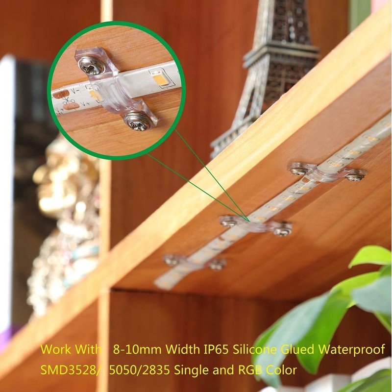 Threetwofour 100 Pack Strip Light Mounting Brackets,Tape Light Fixing Clips,led