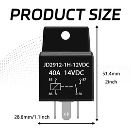 Pvotawp 2PCS 5 Pin Relay 40amp 12V Car Relay for Radiator Cooling Fan Relay Auto Switches and Starters, Universal Multi Purpose Relay Spst Model JD2912-1H-12VDC 40A 14VDC for Car Truck Motorcycle Boat