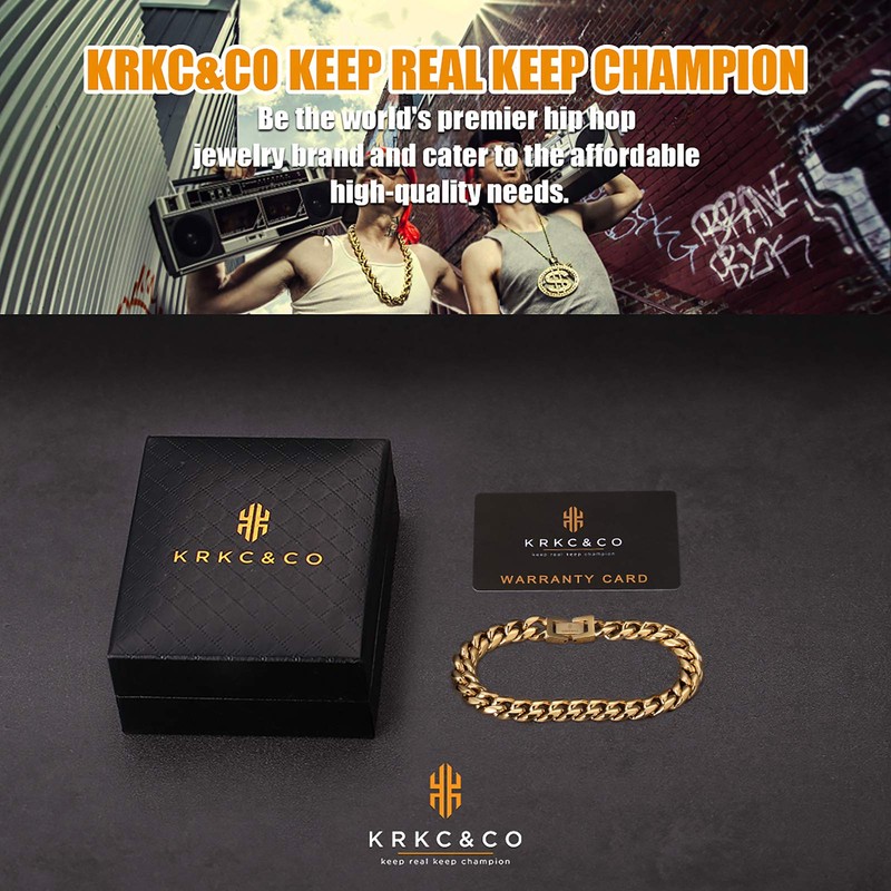 KRKC & Co., Esclava para Hombre, 10mm x 8.5", Oro