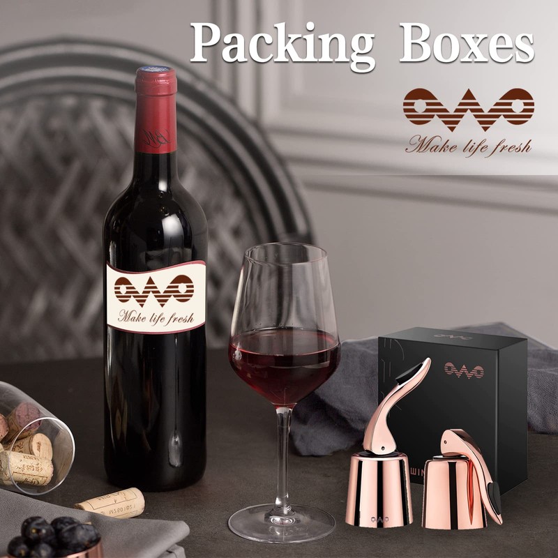 OWO Stainless Steel Wine Bottle Stopper, Reusable Wine Saver with