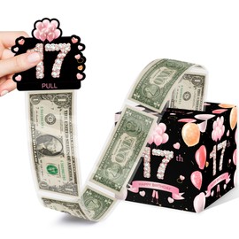 17th Birthday Surprise Gift Box, Happy Birthday Money Gift Boxes for Cash, 17th Birthday Gifts for Boys Girls, 17th Birthday Party Decorations Supplies（with 35PCS Bags）