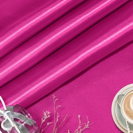 KKJIAF Hot Pink Satin Fabric, 63" Wide Shiny Silky Fabric for Dress, Shirts, Table Runner, Napkin, Tablecloth, Wedding Decor, DIY Crafts, 1 Yard