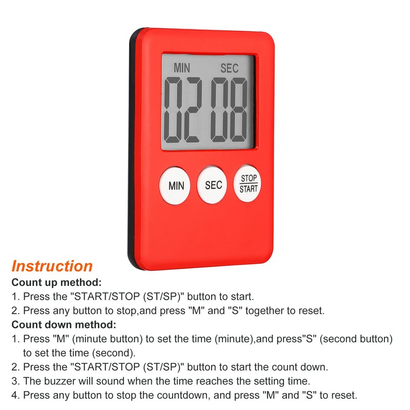 PATIKIL Digital Timer, 1Pcs Small Count Down/UP Clock with Magnetic,
