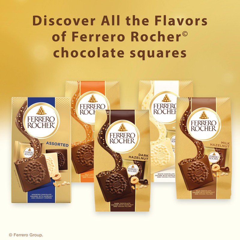 Ferrero Rocher Premium Hazelnut Milk chocolate squares, Valentine's Day Chocolate
