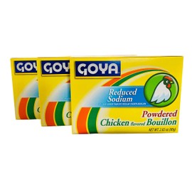 Goya Reduced Sodium Chicken Flavored Powdered Bouillon Pack of 3 boxes (Cubitos en Polvo Reducido en Sodio)