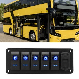 Headerbs Panel de Interruptor de Palanca, Panel de Interruptor Basculante de 5 Bandas 12V a 24V Pantalla de Voltaje LED USB Dual Interruptor de Encendido y Apagado para Camión RV Yate, sm4fgtpnyhe