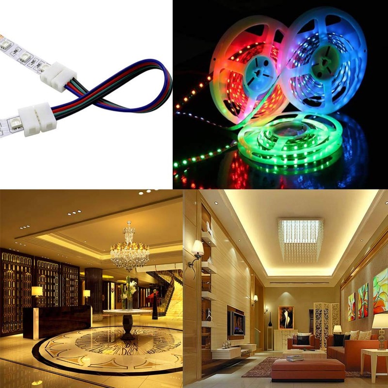 FULARR 12Pcs Professional 4 Pin LED Strip Light Connector, Non-Waterproof