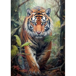 Lxmsja 5D Diamond Painting Tiger Diamond Painting Animals Adults, Tiger Diamond Painting Pictures Adults, Full DIY Diamond Art Painting Embroidery Set Cross Stitch Pictures Home Wall Decor 30 x 40 cm
