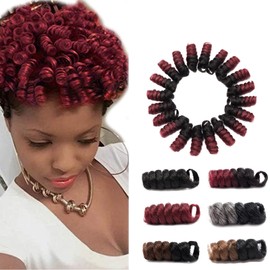 S-noilite [3 packs] Short Curls Crochet Hair Braids for Black Women 12mm Jamaican Bounce Curls Jump Wand for DIY Mohawk Afro Twist Braided Wigs Braiding Hair Extensions (10",Black to Red)