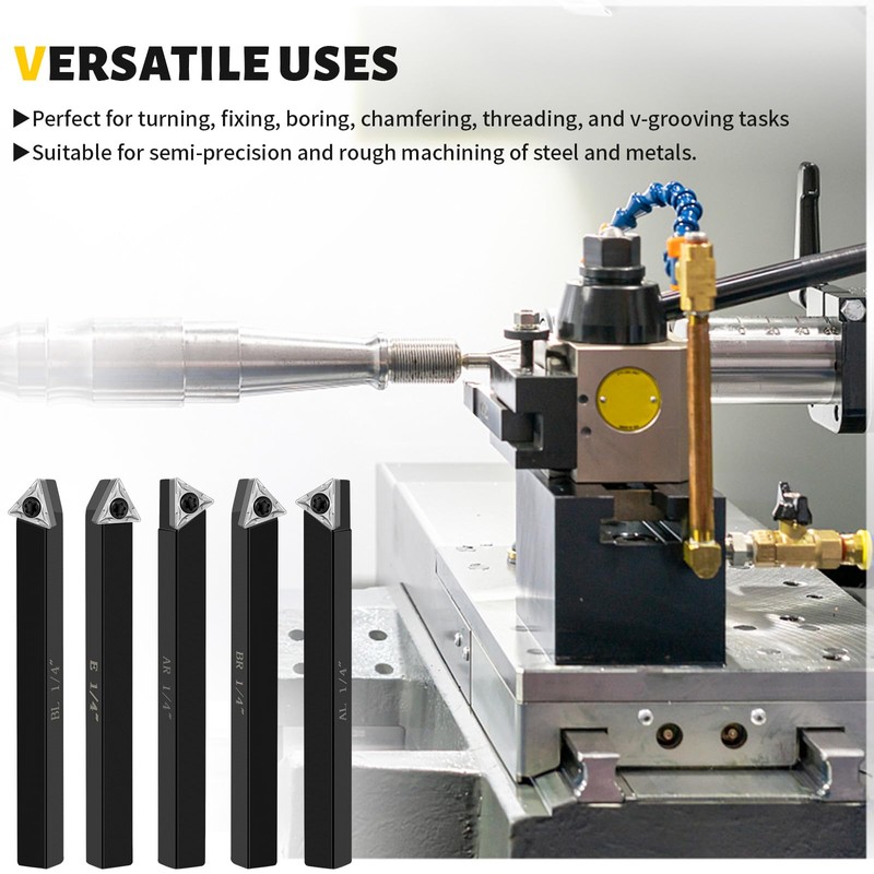 HAowosi Metal Lathe Cutting Tools,5 Sets of 1/4 Carbide Metal