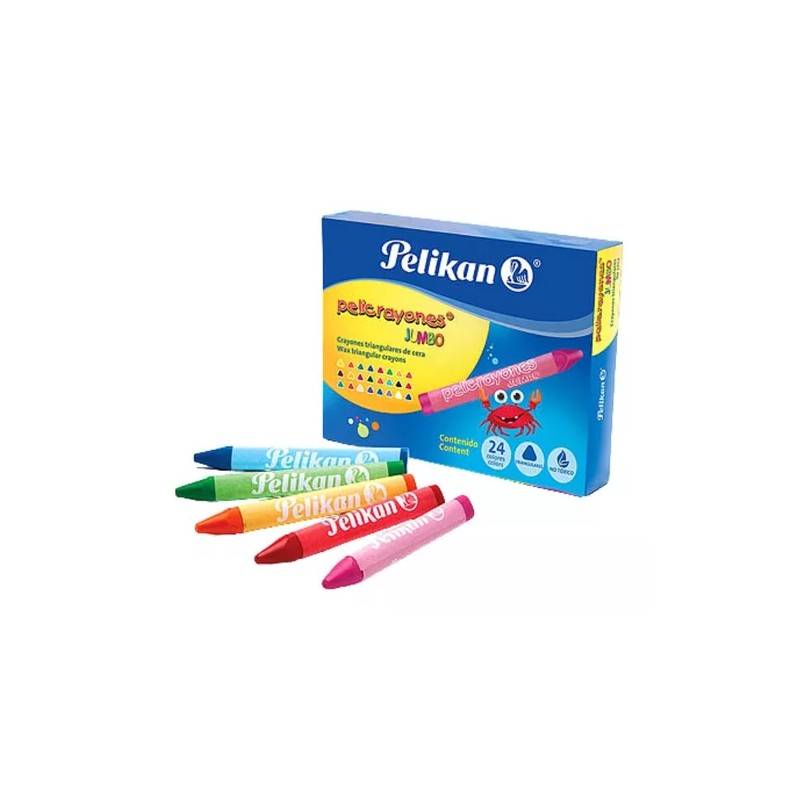 Pelikan 24 Crayones Jumbo Cera Colores Pelikan Escolar Niños Dibujo