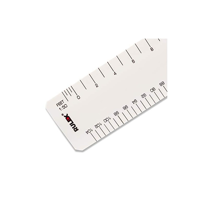 Rulex 30cm 12 inch Flat Oval Conversion Ruler - Imperial