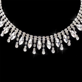 1 Yard Rhinestone Fringe Trim, Teardrop Crystal Fringe for Wedding Dress Decor, DIY Sewing, Dance Costume, Multi-Color Rhinestone Chain (Fringe Trim 2)