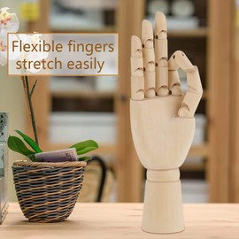 XLKJ Model Hand Made of Wood, Flexible Right Wooden Hand 10 Inch Link Hand