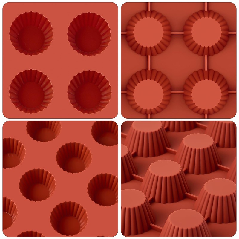 Puyeipt Mini Peanut Butter Cup Mold, Bite Size Silicone Chocolate
