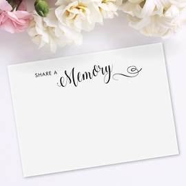 50 x Funeral Remembrance Cards share a memory. Memory Book Table, condolence book alternative, your special memories. Memorial, Celebration of Life, Wake