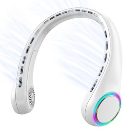 GULAKI White Rechargeable Neck Fan with 3800RPM Motor 3 Speed Ultra Long Battery Life