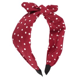 VOCOSTE Bowknot Stirnband mit Hasenohren für Frauen Rot 2,17 Zoll Breit