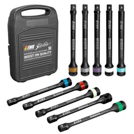 EWK 10 Pcs 1/2" Impact Torque Limiting Extension Bar Set, 65-150 Ft-lbs (90-200 Nm) High Precision Torque Limiting Stick Set with 8 Inches Long