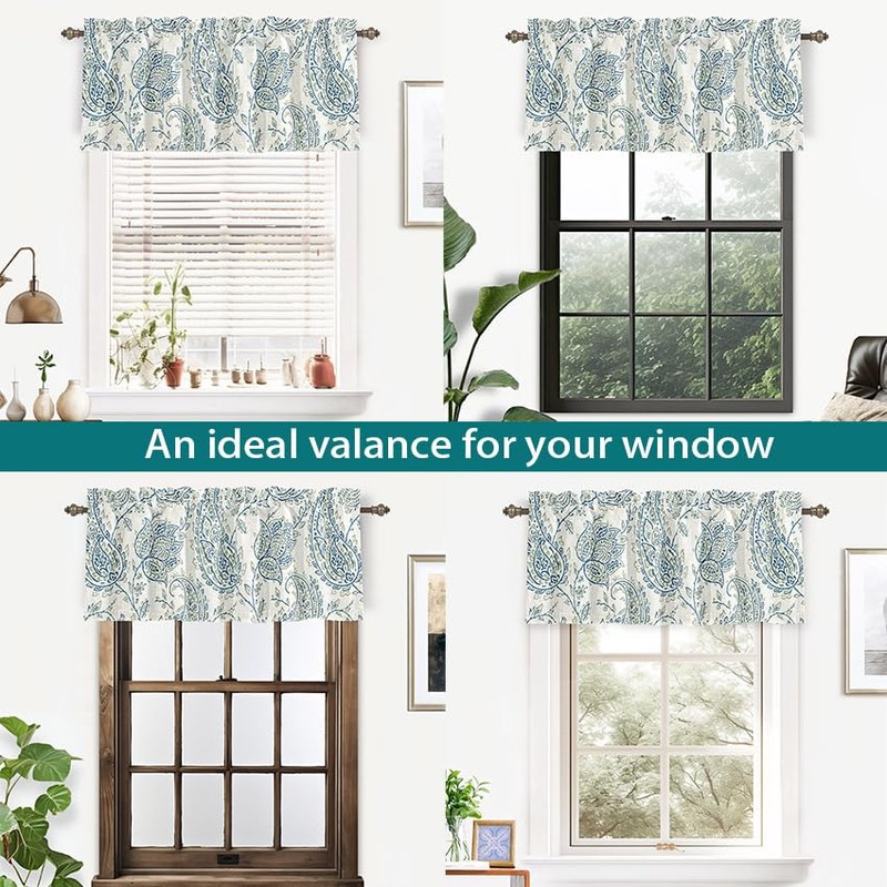 DriftAway Jacob Linen Blend Blackout Valance for Kitchen 18 Inch