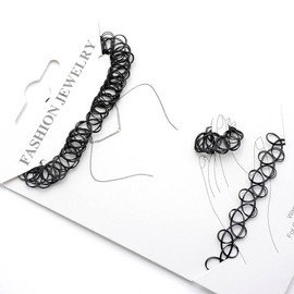 Tattoo Choker Elastic Stretch Necklace Ring Bracelet Retro Henna Vintage Bohemia 80s 90s