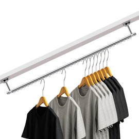Wonderjune Closet Rail Hanging Closet Rod Ceiling Clothes Rack Any Angle Hanging Rail Clothes Rod Wall Mount Sloped Ceiling Closet Solutions for Attic Loft Bedroom Under Stairs Storage