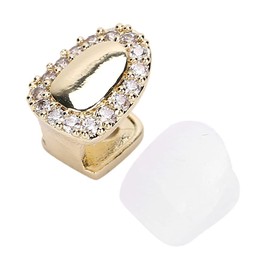 Single Tooth, Hip Hop Teeth Bling Teeth Accessory Decoration for Teeth Rapper Costume Cosplay Single Tooth (Single Door Diamond Gold)