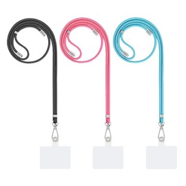 ZEPIQOR Pack of 3 Lanyards, 3 Colours, Long Lanyard with Mini Removable Buckle, Carabiner Hook, Lanyard for Men and Women