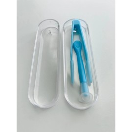 Eye Solutions Contact Lens Tweezers V Inserter Applicator Travel Case Helper for Soft and Hard - Blue