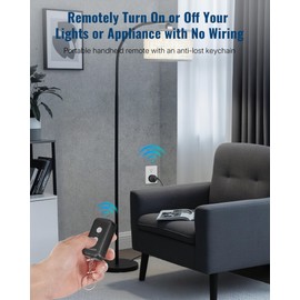 Black Remote Control Outlet Plug, WILAWELS Wireless Remote On Off Switch for Outlet, Remote Light Switch for Lamp, Light, Fan, Programmable, 100ft RF Range, 15A/1875W, Battery Included, FCC Listed