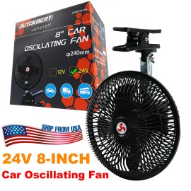 XUKEY 8'' 24V Portable Car Summer Cooling Fan Oscillating Rotatable Clip Cooler Auto