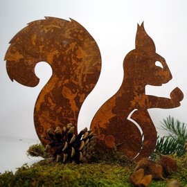 ALEMIN Sitting Squirrel Rust Decoration, Garden Decoration, Rust, Squirrel Tree Stake, Patina Squirrel with Screw