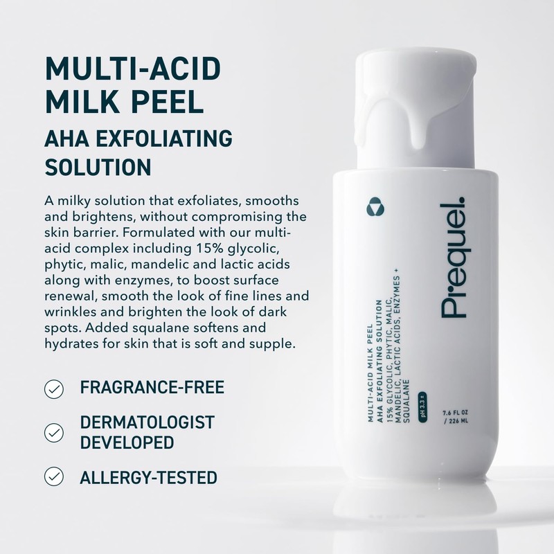 Prequel Skin Multi-Acid Milk Peel, Professional Exfoliating Solution. 15% Glycolic