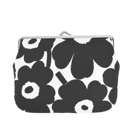 marimekko Pouch Makeup Pouch Women's Unikko Coin Purse Puolikas Kukkaro Mini Unikko 91497 190 (75054 190) Black x White [Parallel Import]