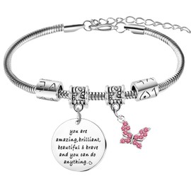 Nfyxcaz Inspirational Bracelet for Women Friend Motivational Gifts Butterfly Charm Bracelets Inspirational Jewelry for Daughter Sister Niece Friends Birthday Graduation Gifts