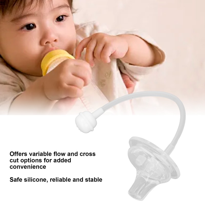 Bottle Nipple with Weighted Straw Duckbill Spout Transparent Soft Silicone