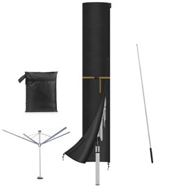 VANSHEIM Rotary Dryer Washing Line Cover Rotary Airer Cover Clothes Airer Protective Cover Waterproof Fabric with Rod Parasol Cover for Garden Dryer and Airer,Rotary Clothes Line Cover 185x32cm